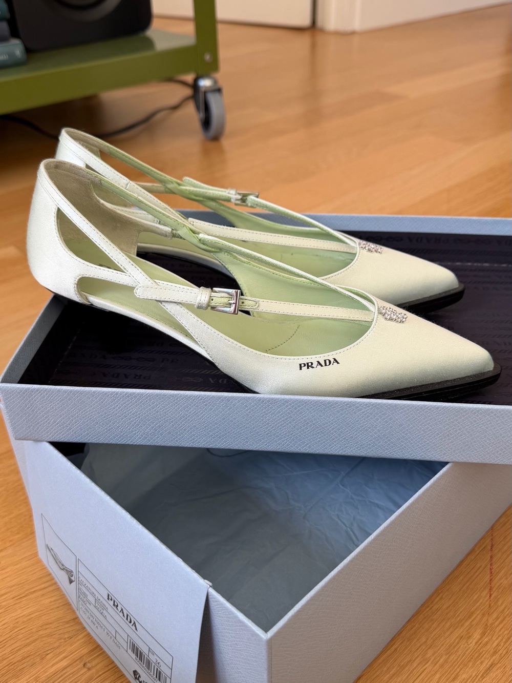 Prada Satin Pointed Slingback Pumps - Picture 3 of 5